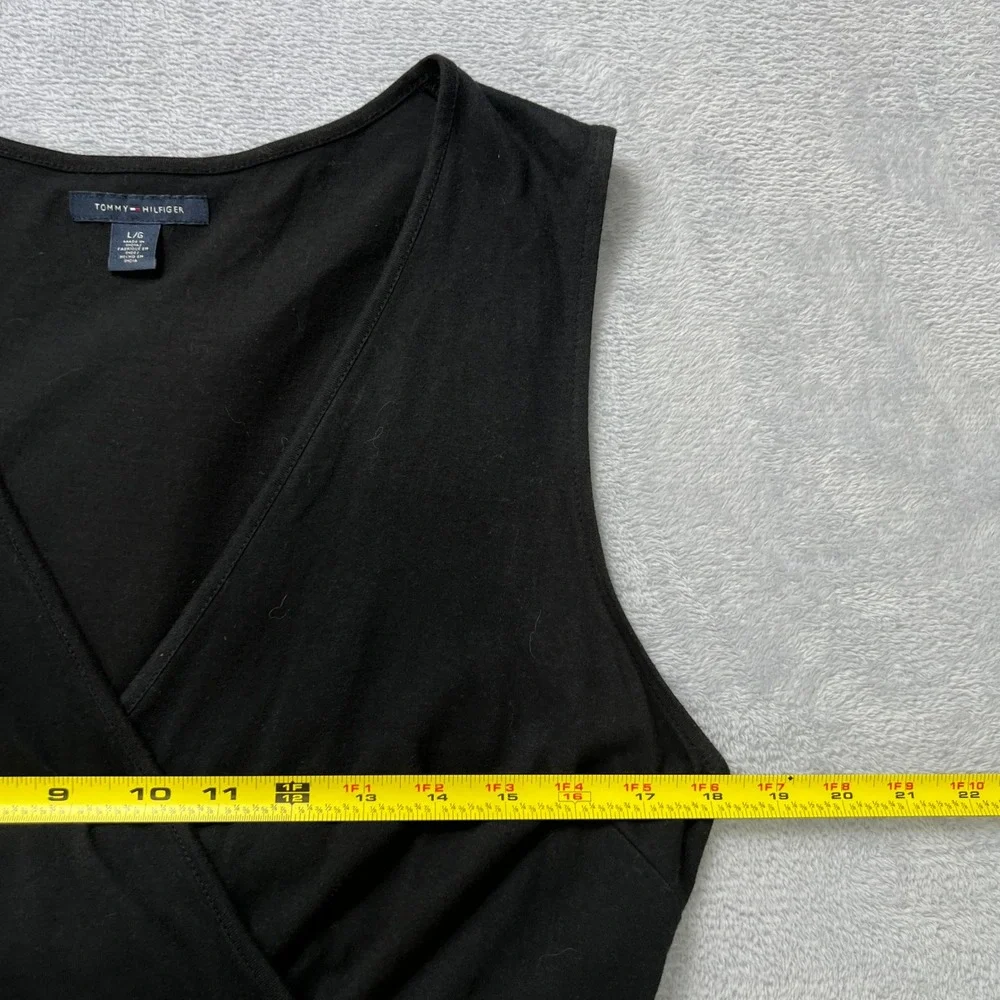 Tommy‎ Hilfiger Black Dress Womens Large Floral Embroidered Sleeveless Casual